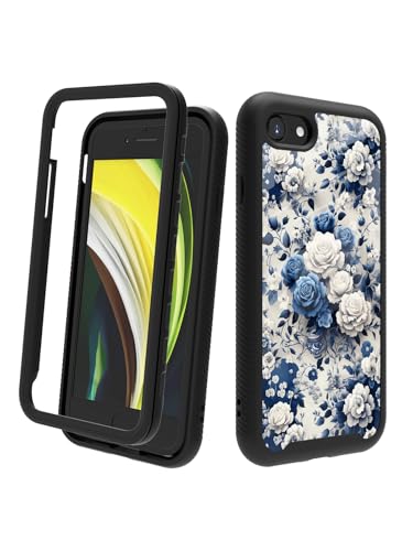 POCOOA Kompatibel mit iPhone SE 2022/2020 (3./2. Generation), iPhone 8/7, stoßfeste, robuste, doppellagige Schutzhülle für Damen und Mädchen, Chinoiserie Rose Florer Floral 046 von POCOOA