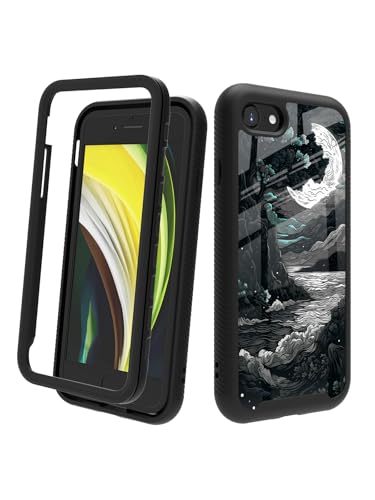 POCOOA Kompatibel mit iPhone SE 2022/2020 (3./2. Generation), iPhone 8/7, stoßfeste, robuste, doppellagige Schutzhülle für Damen und Mädchen, Mountain Moon 037 von POCOOA