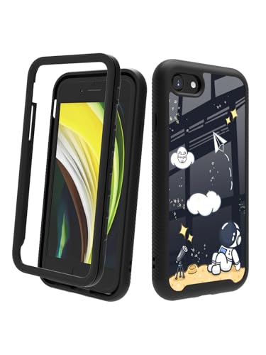 POCOOA Kompatibel mit iPhone SE 2022/2020 (3./2. Generation), iPhone 8/7, stoßfeste, robuste, doppellagige Schutzhülle für Damen und Mädchen, Sternenhimmel-Astronaut 041 von POCOOA