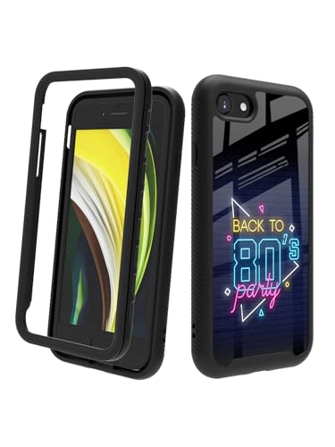 POCOOA Kompatibel mit iPhone SE 2022/2020 (3./2. Generation), iPhone 8/7, stoßfeste, robuste, doppellagige Schutzhülle für Jungen, Kinder, Herren – Back to 80's Party 148 von POCOOA