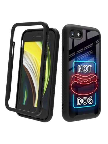POCOOA Kompatibel mit iPhone SE 2022/2020 (3./2. Generation), iPhone 8/7, stoßfeste, robuste, doppellagige Schutzhülle für Jungen, Kinder, Herren – Hot Dog 134 von POCOOA