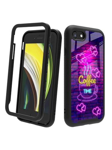 POCOOA Kompatibel mit iPhone SE 2022/2020 (3./2. Generation), iPhone 8/7, stoßfeste, robuste, doppellagige Schutzhülle für Jungen, Kinder, Männer – Love Coffee Time 132 von POCOOA