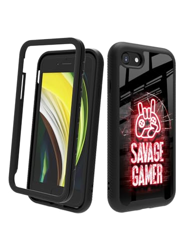 POCOOA Savage Gamer 125 Kompatibel mit iPhone SE 2022/2020 (3. / 2. Generation), iPhone 8/7, stoßfest, robust, doppellagig, für Jungen, Kinder, Herren von POCOOA