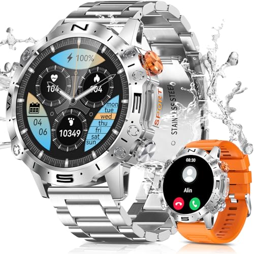 PODOEIL Militär Smartwatch Herren mit Blutdruckmessung, 1,43 Zoll Amoled HD Immer-EIN-Display Fitnessuhr Herren with 100+ Sportmodus, Herzfrequenz-Schlafdetektor, Sportuhren for iOS Samsung Android PODOEIL Militär Smartwatch Herren mit Blutdruckmessung, 1,43 Zoll Amoled HD Immer-EIN-Display Fitnessuhr Herren with 100+ Sportmodus, Herzfrequenz-Schlafdetektor, Sportuhren for iOS Samsung Android von PODOEIL