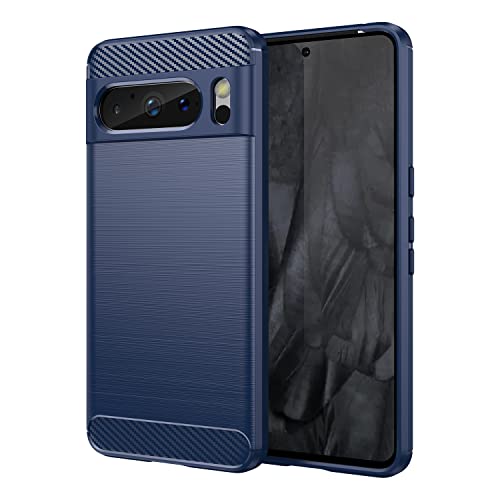 Hülle für Google Pixel 8 Pro Handyhülle Schutzhülle Carbon Look Case Cover Tasche Etui Flexibel in Blau von POEGO