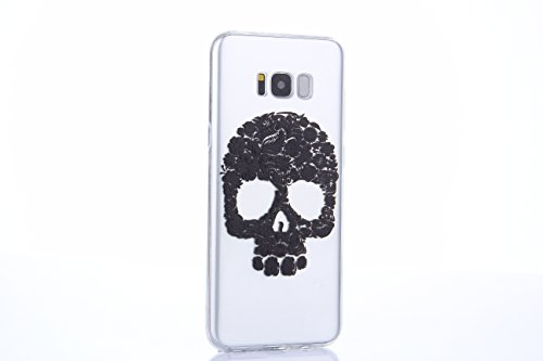 POEGO Samsung Galaxy S8 weiche Silikon TPU Schutzhülle Cover Case Etui Transparent Ultra Dünn mit Motiv Totenkopf von POEGO