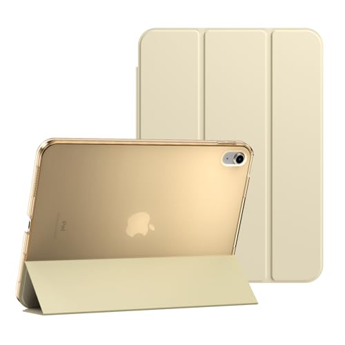 Schutz Hülle für ipad 10. Gen. 2022, ipad 10,9" Magnetisch dünn leicht PU Leder Tablet Smart Case mit Auto Schlaf/Aufwach transparente Rückseite (Gold, Für iPad 10. Generation (von 2022)) von POEGO