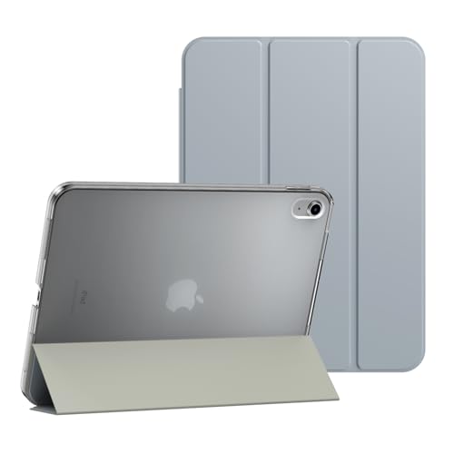 Schutz Hülle für ipad 10. Gen. 2022, ipad 10,9" Magnetisch dünn leicht PU Leder Tablet Smart Case mit Auto Schlaf/Aufwach transparente Rückseite (Grau, Für iPad 10. Generation (von 2022)) von POEGO
