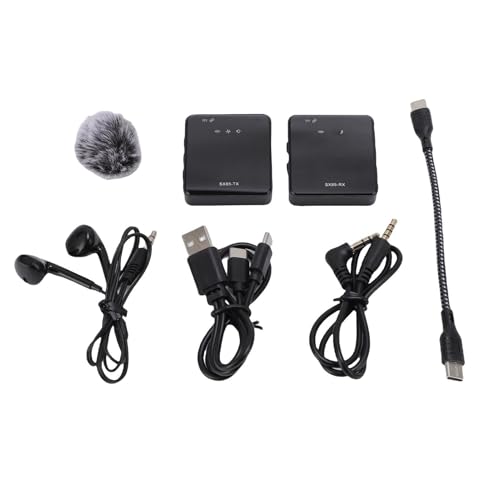 Drahtloses Lavalier -Mikrofon mit Windschutzscheibe, Geräuschunterdrückung und 360 ° Clear Sound für Interviews, Videoaufnahmen, Rundfunk mit Kabelgebundenem Kopfhörer von POENVFPO