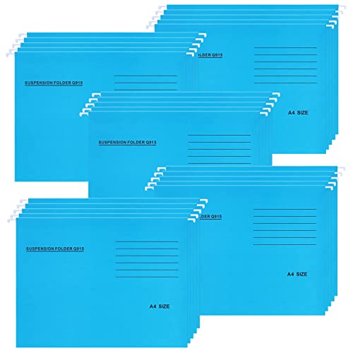 A4 Hängemappen, 25 Stück Hängeregister Mappen aus Recyceltem Karton mit Registerkarten und Karteneinsätzen, Hängeregistraturen für Büro und Schule, Hellblau von POERMA
