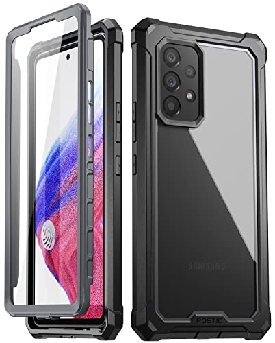 POETIC Guardian Hülle Kompatibel mit Galaxy A53 5G (2022), integrierter Displayschutz für Arbeitet mit Fingerabdruck-ID, Ganzkörper robuste stoßfeste Hülle, Schwarz/Klar von POETIC