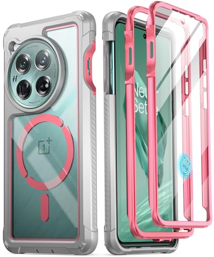 POETIC Guardian Hülle Kompatibel mit OnePlus 12 5G (2024), integrierter Displayschutz, funktioniert mit Fingerabdruck-ID, Stoßfeste, Robuste, Transparente, Ganzkörper-Hybrid-Schutzhülle, Pink/Klar von POETIC