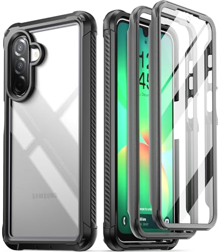 POETIC Guardian Hülle für Samsung Galaxy A26 5G, [2 Frontrahmen] [20 Fuß Falltest nach Militärstandard] Hybrid-Stoßschutzhülle für das gesamte Gehäuse mit integriertem Displayschutz, Schwarz/Klar von POETIC