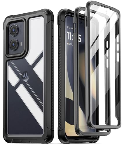POETIC Guardian Schutzhülle für Motorola Moto Edge 2024 [Nicht für 2023 Version], [6,8 m mil-Grade Falltest], Ganzkörper-Hybrid-Stoßfängerabdeckung mit integriertem Displayschutz, Schwarz/Transparent von POETIC