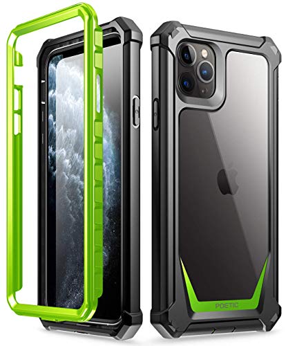 POETIC Guardian Series für iPhone 11 Pro Max 6,5-Zoll-Hülle (2019), stoßfeste, robuste Ganzkörper-Hybrid-Stoßstangenabdeckung mit integrierte Displayschutzfolie, grün/klar von POETIC