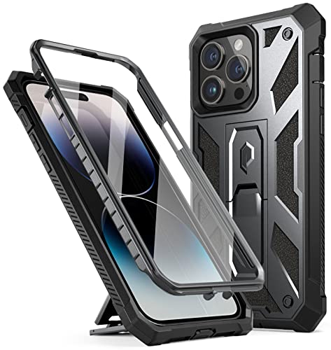 POETIC Kompatibel mit iPhone 14 Pro Hülle, Spartan Handyhülle für iPhone 14 Pro mit Displayschutz, Ganzkörper Robust Premium Leder Textur Stoßfest Schutzhülle mit Ständer, Metallic Gun Metal POETIC Kompatibel mit iPhone 14 Pro Hülle, Spartan Handyhülle für iPhone 14 Pro mit Displayschutz, Ganzkörper Robust Premium Leder Textur Stoßfest Schutzhülle mit Ständer, Metallic Gun Metal von POETIC