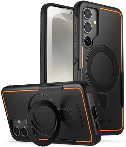 POETIC Neon Case Kompatibel mit Galaxy S24 Plus 6.7 Zoll, [Magnetischer Ringständer] Dual Layer Robuste Schlanke Stoßfeste Schutzhülle, Schwarz von POETIC