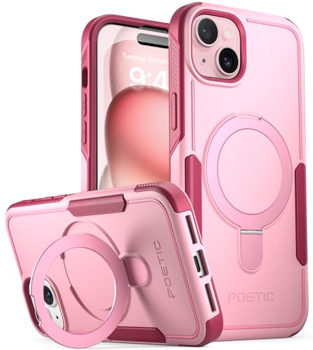 POETIC Neon MagPro Hülle Kompatibel mit iPhone 15 Plus 5G 6,7 Zoll,[Kompatibel mit MagSafe] Dual Layer Robuste Stoßfeste Schutzhülle 2023 Neue Hülle, Magnetischer Ringständer, Pink von POETIC