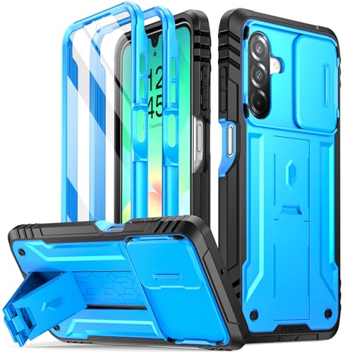 POETIC Revolution Hülle für Samsung Galaxy A26 5G, [Schiebe-Kamera-Abdeckung], [20ft Mil-Grade Fallgetestet], Ganzkörper-Stoßschutzhülle mit Ständer und integriertem Displayschutz, Hellblau von POETIC