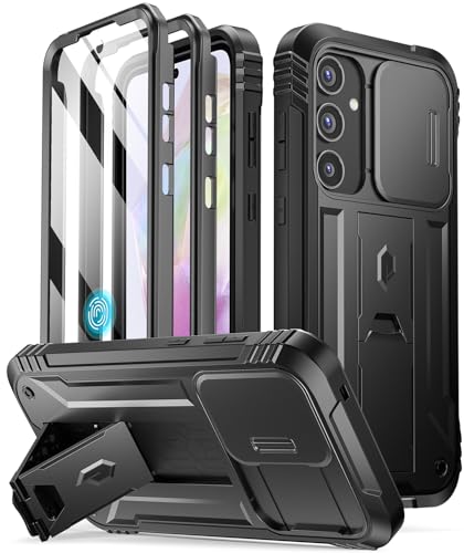 POETIC Revolution Schutzhülle kompatibel mit Galaxy A35 5G, [Schiebe-Kamera-Abdeckung] [Displayschutzfolie funktioniert mit Fingerabdruck-ID], militärische Qualität, robuste, stoßfeste Handyhülle mit von POETIC