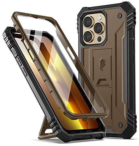 POETIC Revolution Series 360 Grad Hülle Kompatibel mit iPhone 13 Pro (6.1 Zoll), Ganzkörper Schutzhülle mit Ständer und integriertem Displayschutz, Robust, Stoßfest Outdoor Handyhülle, Braun von POETIC