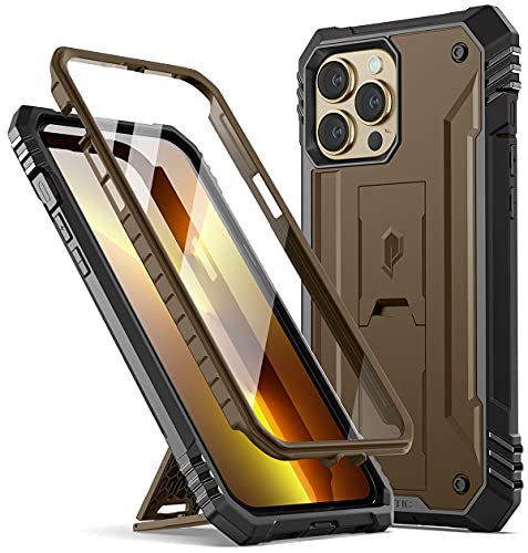 POETIC Revolution Series Hülle kompatibel mit iPhone 13 Pro Max 6,7 Zoll (2021 Version), Ganzkörper Schutzhülle mit Ständer und eingebauter Displayschutz, Robust, Stoßfest Outdoor Hülle, Braun von POETIC