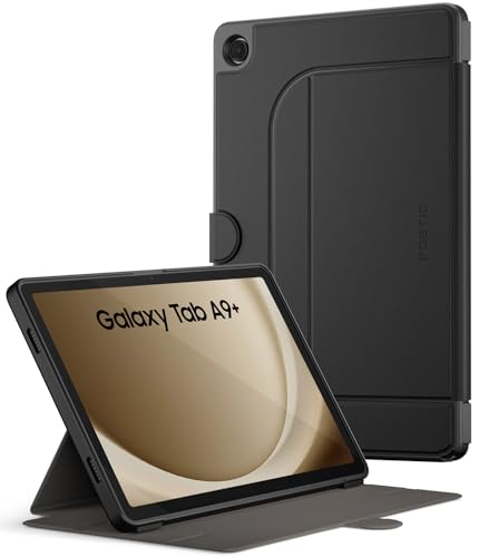 Poetic Explorer Magnetische Hülle Kompatibel mit Galaxy Tab A9+ Plus (2023), Stand-Folio-Abdeckung, superstarke magnetische Fidget-Halterung, Schwarz von POETIC