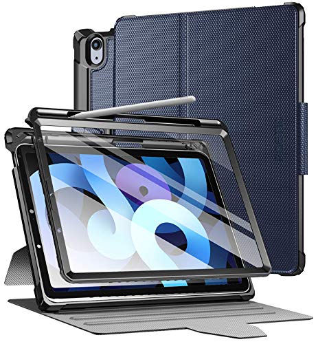 Poetic Explorer Schutzhülle für iPad Air 4 2020 10,9 Zoll, 3-lagig, robust, 360-Grad-Ständer, Folio-Hülle mit Stifthalter, Eingebauter Displayschutzfolie für iPad Air 4. Generation, Marineblau von POETIC