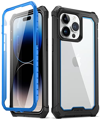 Poetic Guardian Series Hülle Kompatibel mit iPhone 14 Pro Max 6,7 Zoll, 360 Grad Ganzkörper Schutzhülle, stoßfest, robust, transparent, Outdoor Hülle mit integrierter Displayschutz, Blau/Klar von POETIC