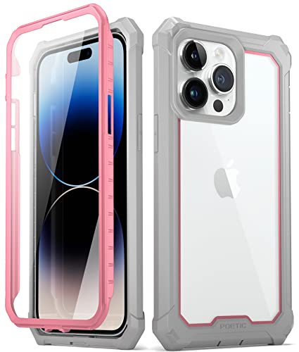 Poetic Guardian Series Hülle Kompatibel mit iPhone 14 Pro Max 6,7 Zoll, 360 Grad Ganzkörper Schutzhülle, stoßfest, robust, transparent, Outdoor Hülle mit integrierter Displayschutz, Pink/Klar von POETIC