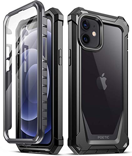 Poetic Guardian Series für iPhone 12 Mini 5,4-Zoll-Hülle, Bumper Case 360 Grad Handyhülle Robust Schutzhülle Cover mit integriertem Displayschutz, schwarz / klar von POETIC