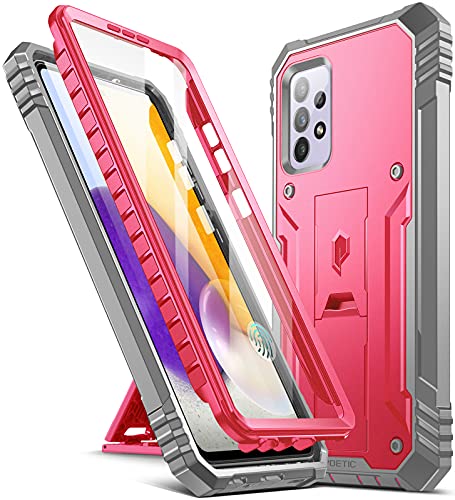 Poetic Revolution Hülle Kompatibel mit Galaxy A72, integriertem Displayschutz Arbeitet mit Fingerabdruck ID, Ganzkörper Robuste Stoßfeste Schutzhülle mit Ständer, Pink von POETIC