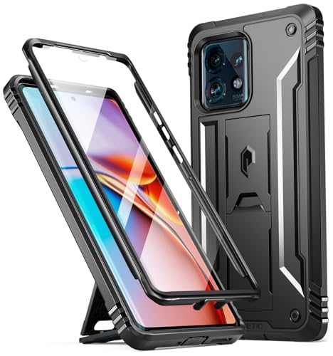 Poetic Revolution Schutzhülle für Motorola Moto Edge Plus 5G 2023 [Nicht für 2022 Version], [6 m mil-Grade Fallgetestet], stoßfeste Schutzhülle mit Ständer und integriertem Displayschutz, Schwarz von Poetic