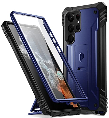 Poetic Revolution Schutzhülle für Samsung Galaxy S21 Ultra 5G 7,8 Zoll (17,8 cm), integrierter Displayschutz mit Fingerabdruck, Rundumschutz, stoßfest, mit Ständer, Marineblau von POETIC