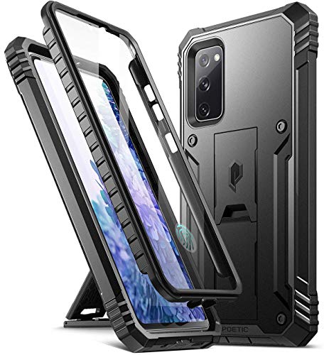 Poetic Revolution Serie Designed für Samsung Galaxy S20 FE 5G Hülle (Version 2020), robuste, stoßfeste Ganzkörper-Schutzhülle mit Ständer und integriertem Displayschutz, Schwarz von POETIC
