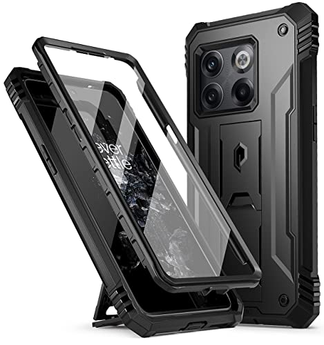 Poetic Revolution Series Designed for Oneplus 10T Case, Full Body Rugged Dual Layer Shockproof Protective Cover with Kickstand and Built-in Screen Protector, Black von POETIC