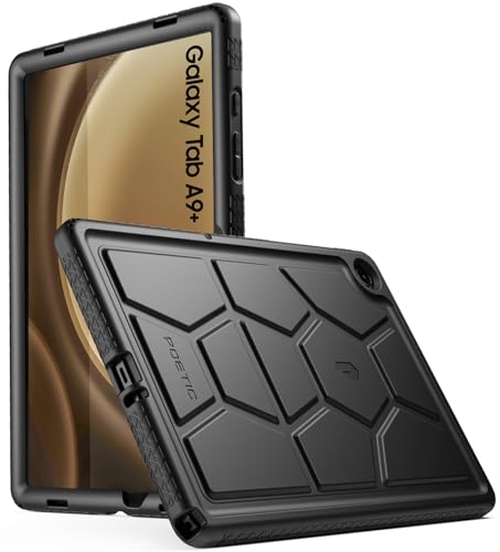 Poetic TurtleSkin Hülle Kompatibel mit Galaxy Tab A9 Plus + 11 Zoll 2023, robuste, stoßfeste, kinderfreundliche Fallschutz-Silikonhülle, Schwarz von POETIC