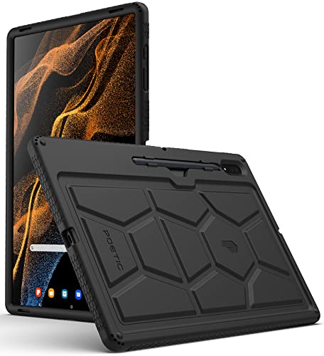 Poetic TurtleSkin Schutzhülle für Samsung Galaxy Tab S8 Ultra Hülle 14,6 Zoll 2022, strapazierfähig, stoßfest, robust, kinderfreundlich, Fallschutz, Silikon, Schwarz von POETIC