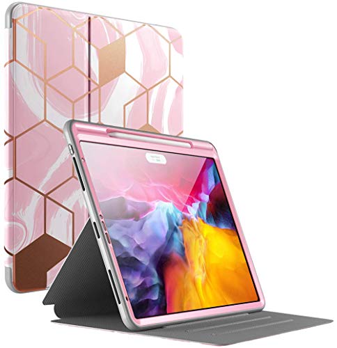 Popshine Marble Serie Entwickelt für iPad Pro 11 2020 & 2018 Hülle, Ganzkörper Premium 360 Grad Folio Schutzhülle mit eingebautem Displayschutz, Flüssiges Marmor Rosa von POETIC