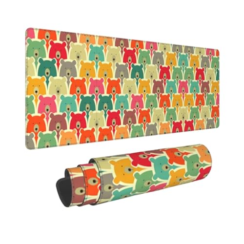 Poezjzw Bunte Bären, langes Gaming-Mauspad, große Schreibtischunterlage mit genähten Kanten, für Gaming und Büro, 80 x 30 cm Poezjzw Bunte Bären, langes Gaming-Mauspad, große Schreibtischunterlage mit genähten Kanten, für Gaming und Büro, 80 x 30 cm von POEZJZW