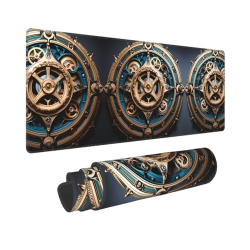 Poezjzw Cooles Steampunk-Gears Gaming-Mauspad, große Schreibtischunterlage, Tastaturunterlage mit genähten Kanten, für Gaming und Büro, 31,5 x 30 cm Poezjzw Cooles Steampunk-Gears Gaming-Mauspad, große Schreibtischunterlage, Tastaturunterlage mit genähten Kanten, für Gaming und Büro, 31,5 x 30 cm von POEZJZW