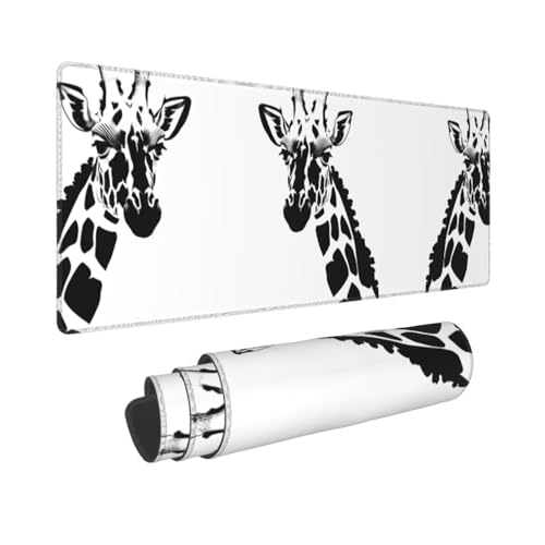 Poezjzw Gaming-Mauspad, lange Giraffe, große Schreibtischunterlage, Tastaturunterlage mit genähten Kanten, für Gaming und Büro, 31,5 x 30 cm, Schwarz und Weiß Poezjzw Gaming-Mauspad, lange Giraffe, große Schreibtischunterlage, Tastaturunterlage mit genähten Kanten, für Gaming und Büro, 31,5 x 30 cm, Schwarz und Weiß von POEZJZW