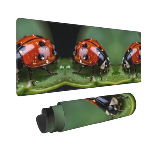 Poezjzw Gaming-Mauspad mit Marienkäfer-Muster, großes erweitertes Mauspad, großer Computer für Zuhause, Büro, Gaming, Arbeit, 80 x 30 cm von POEZJZW