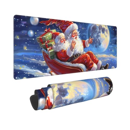 Poezjzw Gaming-Mauspad mit Weihnachtsmann-Schlittenfahrt, groß, Schreibtischunterlage mit genähten Kanten, für Gaming und Büro, 31,5 x 30 cm Poezjzw Gaming-Mauspad mit Weihnachtsmann-Schlittenfahrt, groß, Schreibtischunterlage mit genähten Kanten, für Gaming und Büro, 31,5 x 30 cm von POEZJZW