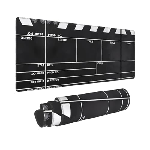 Poezjzw Klassisches Filmklapboard, schwarz, langes Gaming-Mauspad, große Schreibtischunterlage, Tastaturunterlage mit genähten Kanten, für Gaming und Büro, 31,5 x 30 cm Poezjzw Klassisches Filmklapboard, schwarz, langes Gaming-Mauspad, große Schreibtischunterlage, Tastaturunterlage mit genähten Kanten, für Gaming und Büro, 31,5 x 30 cm von POEZJZW
