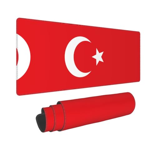 Poezjzw Langes Gaming-Mauspad, Motiv: Flagge der Türkei, große Schreibtischunterlage, Tastaturunterlage mit genähten Kanten, für Gaming und Büro, 31,5 x 30 cm Poezjzw Langes Gaming-Mauspad, Motiv: Flagge der Türkei, große Schreibtischunterlage, Tastaturunterlage mit genähten Kanten, für Gaming und Büro, 31,5 x 30 cm von POEZJZW