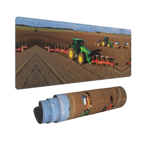 Poezjzw Langes Gaming-Mauspad, Motiv: Traktor Farm, große Schreibtischunterlage, Tastaturunterlage mit genähten Kanten, für Gaming und Büro, 31,5 x 30 cm Poezjzw Langes Gaming-Mauspad, Motiv: Traktor Farm, große Schreibtischunterlage, Tastaturunterlage mit genähten Kanten, für Gaming und Büro, 31,5 x 30 cm von POEZJZW