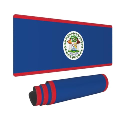 Poezjzw Langes Gaming-Mauspad mit Belize-Flagge, große Schreibtischunterlage, Tastaturunterlage mit genähten Kanten, für Gaming und Büro, 80 x 30 cm Poezjzw Langes Gaming-Mauspad mit Belize-Flagge, große Schreibtischunterlage, Tastaturunterlage mit genähten Kanten, für Gaming und Büro, 80 x 30 cm von POEZJZW