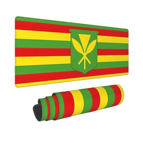 Poezjzw Langes Gaming-Mauspad mit Hawaii-Flagge, große Schreibtischunterlage mit genähten Kanten, für Gaming und Büro, 31,5 x 30 cm Poezjzw Langes Gaming-Mauspad mit Hawaii-Flagge, große Schreibtischunterlage mit genähten Kanten, für Gaming und Büro, 31,5 x 30 cm von POEZJZW
