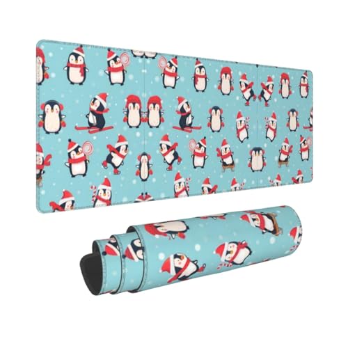 Poezjzw Langes Gaming-Mauspad mit Winterweihnachtspinguinen, große Schreibtischunterlage mit genähten Kanten, für Gaming und Büro, 31,5 x 30 cm Poezjzw Langes Gaming-Mauspad mit Winterweihnachtspinguinen, große Schreibtischunterlage mit genähten Kanten, für Gaming und Büro, 31,5 x 30 cm von POEZJZW